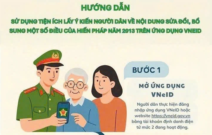 Hướng dẫn sử dụng tiện ích lấy ý kiến người dân về nội dung sửa đổi, bổ sung một số điều của Hiến pháp năm 2013 trên ứng dụng VNiED